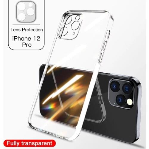 Full Protective Silicone phone case For iPhone 12 11 Pro Max 12 Mini Ultra Thin Clear Back Cover For iPhone 12 Pro SE 2020 Cases