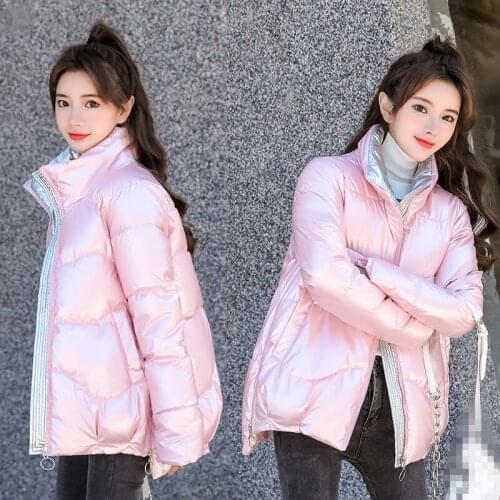 ZB4969 2021 new female autumn winter fashion loose bright short style cotton-padded jacket coat women cheap wholesale