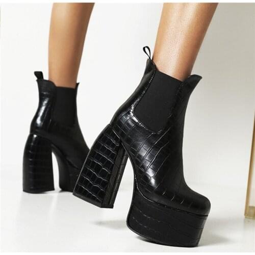 MORAZORA Plus Size 35-46 New Ankle Boots For Women Thick High Heels Sexy Chelsea Boots Women Shoes Thick Bottom Platform Boots