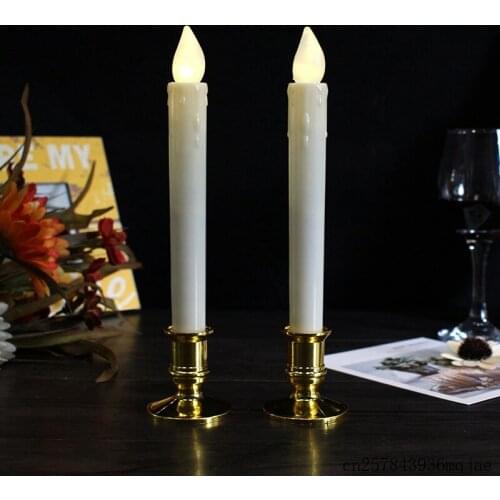 100pcs LED Candles Swinging Dip Wax Candle Moving Wick Dancing Flame Led Taper Candle Stick Pillar Light for Wedding Christmas