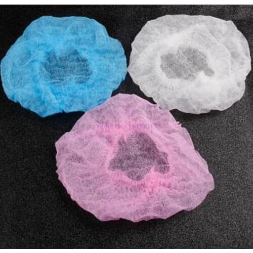 20bag 100pcs Double Ribbon Disposable Shower Caps Pleated Anti Dust Hat Women Men Bath For Spa Hair Salon Beauty Accessories