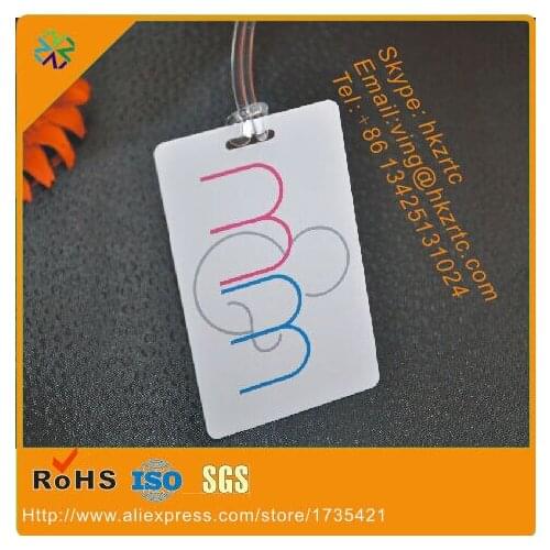 2017 new design pvc material custom size both side printing plastic luggage tag