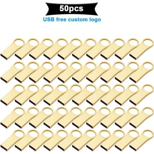 50pcs/lot metal USB flash drive 4G 8G 16GB 32GB 64GB 128G Personalise Pen Drive USB Memory Stick U disk gift free Custom logo