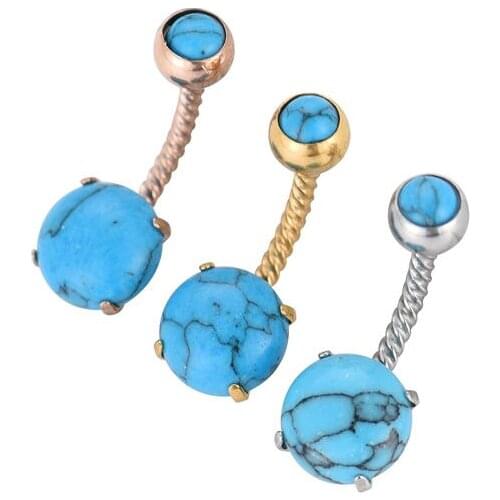 50pcs Body Jewelry Piercing New Twist Navel Belly Button Bar Navel Body Piercing 14g Free shippment Blue Stone Navel Bar New