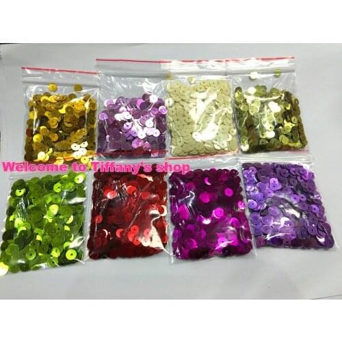 6000Pcs/Lot 8 Color Per Set 6mm Flat Round Glitter Loose Sequins Paillettes Sewing Wedding Craft Hair Accessory DIY
