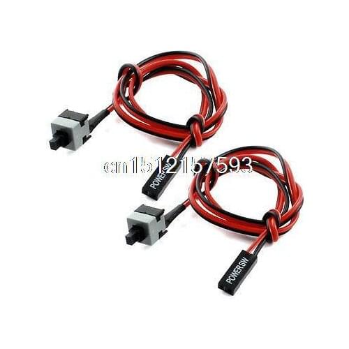 ATX Motherboard Power Momentary Push Button Switch Cable Lead 45cm 2 Pcs