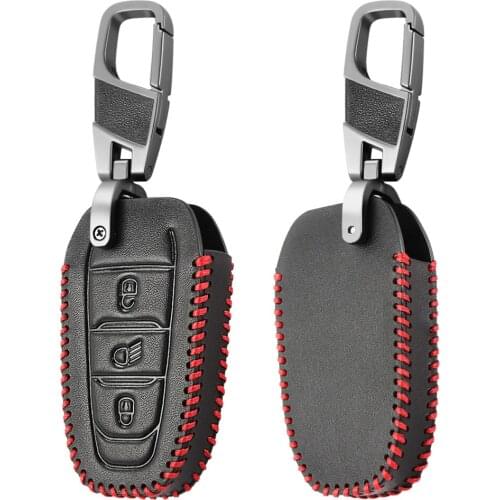 Shell Cover Holder Car Key Fob Case 5008 DS5 DS6 For Peugeot 208 DS3 For Citroen C4 C5 X7 Leather Smart Remote Key Cover