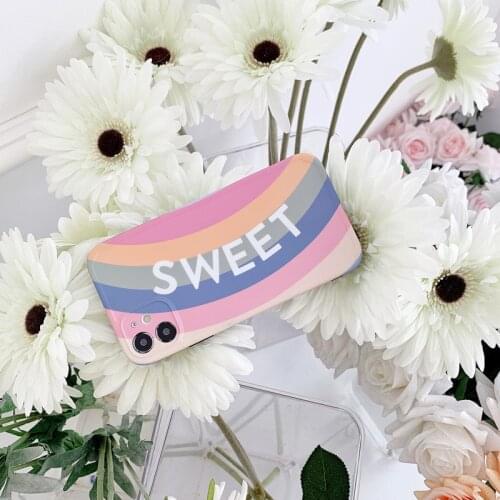 Retro sweet rainbow art Japanese Phone Case for apple iPhone 12 11 Pro Max Xr Xs Max 7 8 Plus 12 mini 7Plus case Cute soft cover
