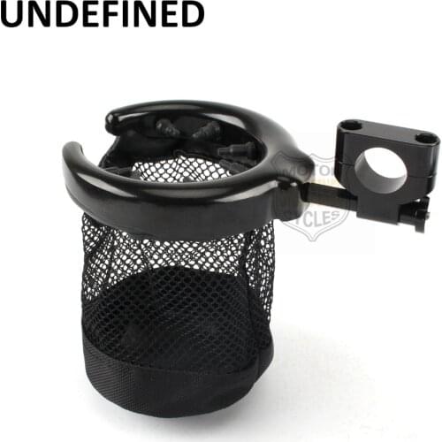 Black Motorcycle Handlebar Cup Holder Passenger Drink Holder Nylon Basket for Harley Dyna Fat Bob Bobber Universal Custom