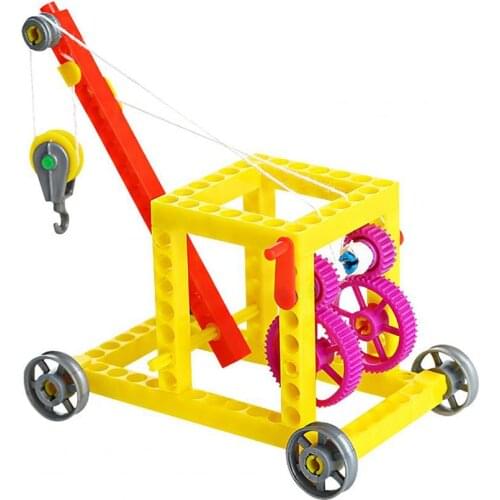 Physics 3D Puzzle Toy Interactive DIY Assembly Eco-friendly Crane Car Model Toy for Kids Educational Toys
