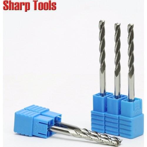 4MM Cel25-52mm 3 Flute Solid Carbide End Mill CNC Router Bits for Wood MDF Long Spiral Milling Tools Slotting Engraving Cutters