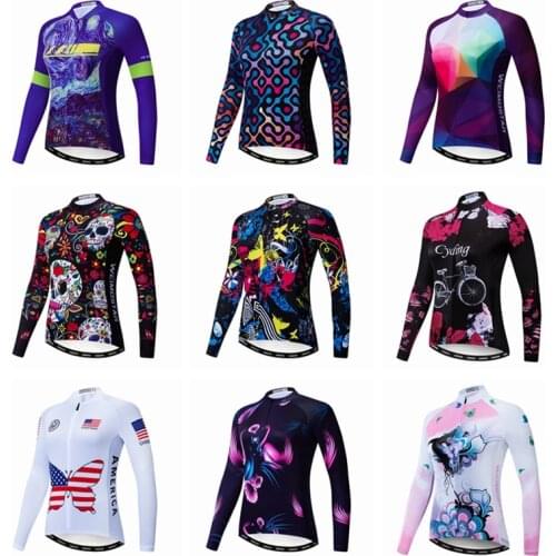 Weimostar USA Women Long Sleeve Cycling Jersey Autumn Breathable Road MTB Bike Jersey Tops Wicking Bicycle Wear Clothes Camisa