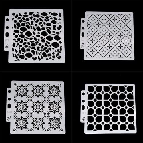 4pc Hollow Out Stencil DIY Scrapbooking Diary Stamping Coloring Embossing Drawing Painting Template Decoration Crafts Reusable