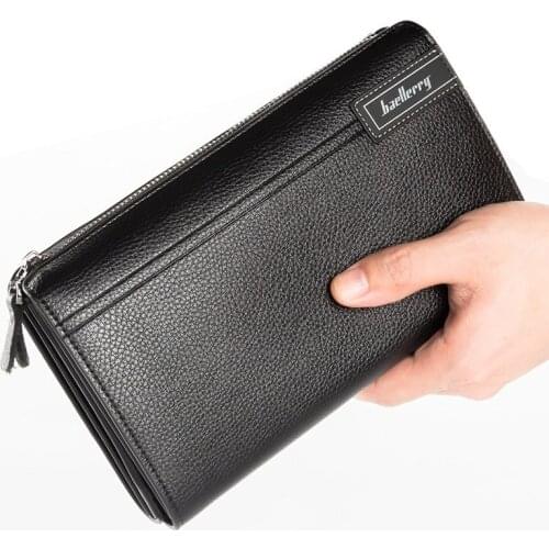 New Wallet Men Business Wallet Casual Litchi pattern Zipper Clutch Purse Brand Large Capacity Card Holder Luxury purses Fashion