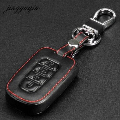 Jingyuqin Leather Remote 4BTN Fob Car Key Case Holder Covers for Hyundai Genesis Equus Elantra Veloster Sonata fit Kia K2 K5