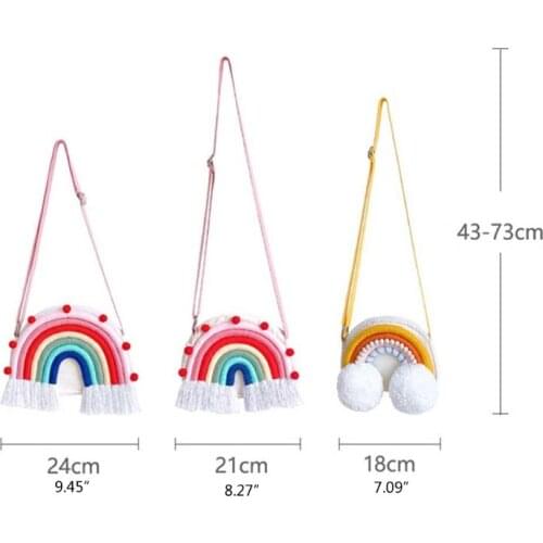 M17D Nordic Cotton Woven Rainbow Childrens Rainbow Messenger Bag Colorful Crossbody Bags Small Satchel Cute Kids Coin Purse