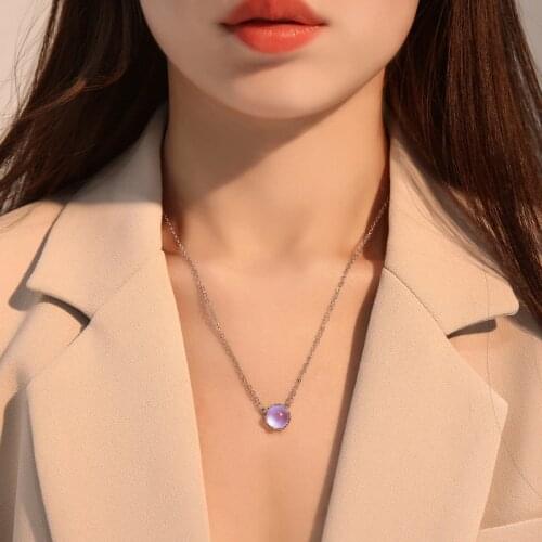Meetvii New Light Blue Moonstone Pendant Necklaces Drop Earrings for Women Cute Jewelry Set Female Gift