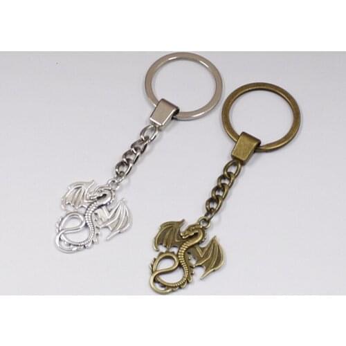 2 Colours Dragon Keychain 34x27mm dragon Charm Pendants Keychain Men Jewelry Car Key Ring Holder Souvenir For Gift