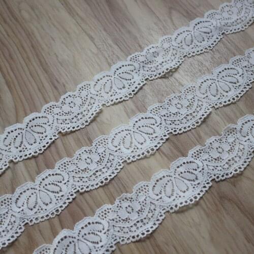 50y 3cm Off-White Gentle Strechy Elastic Lace Trim for Women Underwear Lingerie Top Bra Clothing Sewing Trimmings