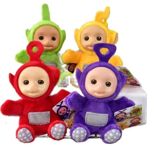 New Cute Teletubbies Keychains Original Plush Doll Cute Key Chain Personality Plastic 3D Face Doll Backpack Decor Key Ring Gift