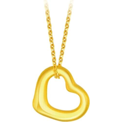 NYMPH Fine Jewelry Real Gold Pendant Necklace Pure 24K 999 Pendant Genuine 18K Gold Chain for Womens Wedding Gift D515