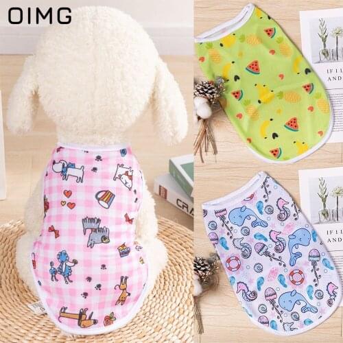 OIMG Pet Dog Clothes Animals World Print Cartoon Dog Shirts Cat Chihuahua Teddy Summer Puppy Sleevless T-shirts For Small Dogs