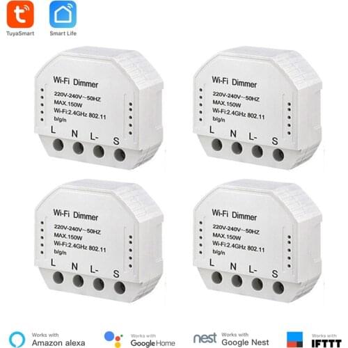 WiFi Dimmer 4 pieces Tuya Smart WiFi Dimmer Switch Module 150W Smart Switch Dimmer Work with Alexa Echo Google Home compatiable