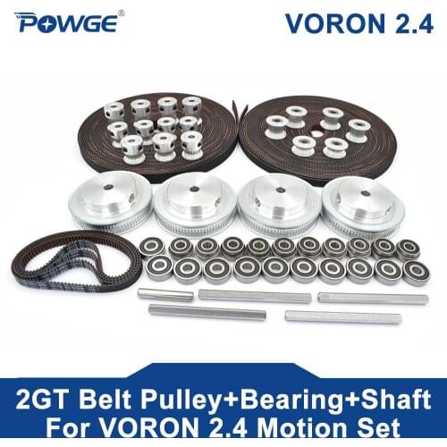 POWGE VORON 2.4 Set LL-2GT RF GT2 Open Timing Belt 16T 20T 80T 2GT Tooth Pulley 188-2GT Shaft Bearing F625 F695 2RS Motion Parts