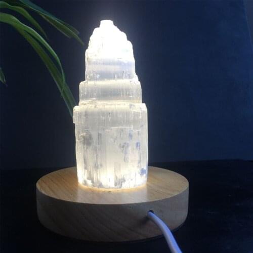 Natural quartz crystal selenite tower lamp reiki healing home decor mineral specimen collection
