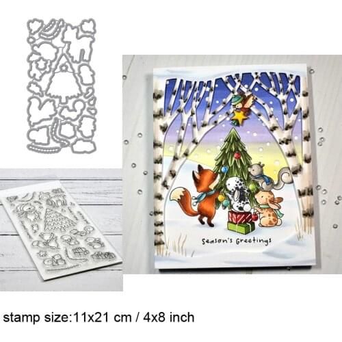 Christmas Tree Gift Clear Stamps With Metal Cutting dies for DIY Scrapbooking Paper Cards Silicone Transparent Stempels Seal Ne