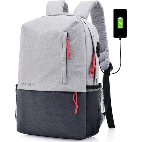 Fashionable Canvas Pure Color Usb Charging Security Business Backpack Backpack Men and Women Laptop Backpack School Bag