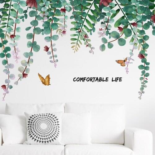 Green Leaf Vine Wall Sticker for Home Decor Removable Wall Decals Living Room Bedroom Background Wall Decor Vinyl DIY Wallpapers