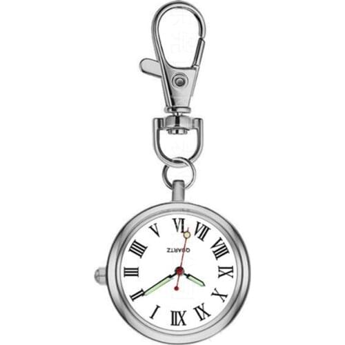 2020 FOB Pocket Watch nurse student gift Vintage Keychain Watches Silver Quartz Classic Clock Student Stationery Bulk Clip Type