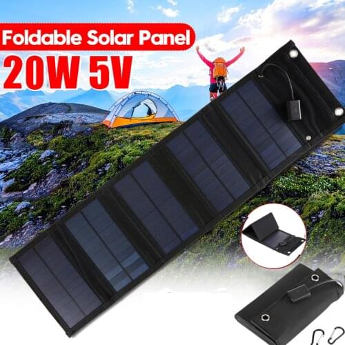 20W 5V Folding Solar Panel USB Solar Power Cells Charger Output Foldable Portable Solar Panel For Cell Phone Camping Outdoor