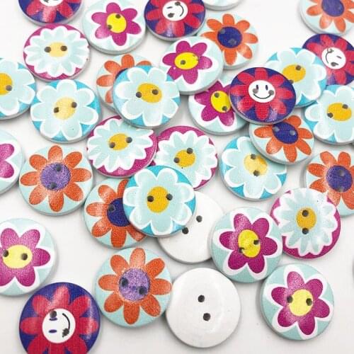 New 50pc European Style Sunflowers Wood Buttons 20mm Sewing Mix Lots WB182