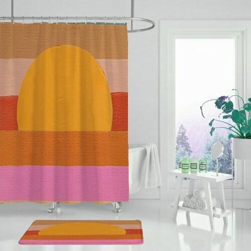 Abstract landscape painting shower curtain waterproof fabric for bathroom decoration shower curtain with hook