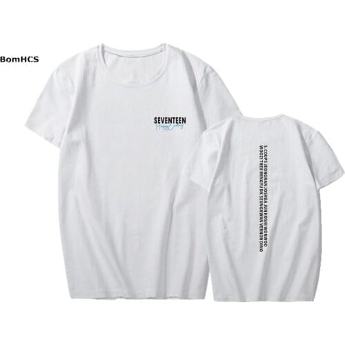 BomHCSKpop SEVENTEEN We Go Cotton T-shirt Basic Tee Unisex Printed Sports Tops ( Black Withe Grey Pink Red)