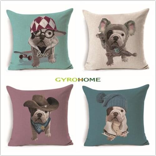 GY0009 China Dogs Model Cushion Case (No Filling) 1PC Polyester Home Decor Bedroom Decorative Sofa Car Throw Pillows