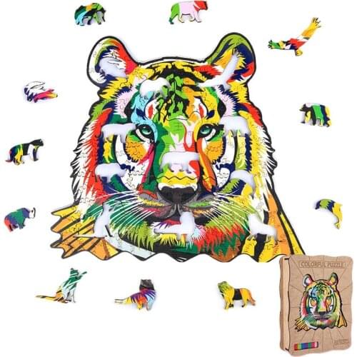 Wooden Puzzle Animals Creative irregular 3D puzzle Toy Each Piece Is Cartoon Animal Wooden Jigsaw Puzzle For Adults Kids Toys