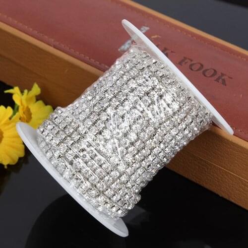 Prajna Two Rows Silver Strass Rhinestones Crystal Rhinestones Sewn For Clothes Crystal Rhinestones Needlework Crafts For Jewelry