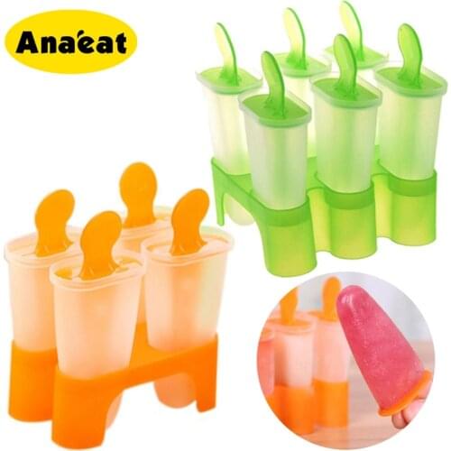 ANAEAT 1pc Homemade DIY Ice Cream Mold 4 6 Cells Ice Cube Molds Summer Popsicle Maker Platsic Kitchen Tools Lolly Mould