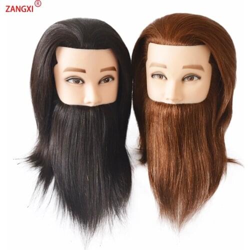 100% Human hair male mannequin head for training hairstyle professional man hairdressing head for haircut practice manikin head