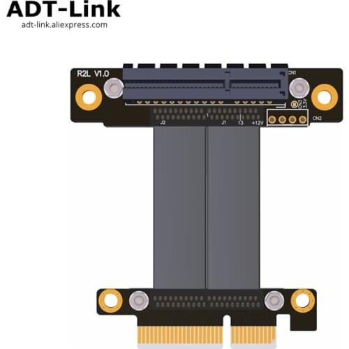 PCIe 3.0 x4 Male to x4 Female Extension Cable 32G/bps PCI-E 4x Graphics SSD RAID Extender Conversion Cable Elbow Left Angled