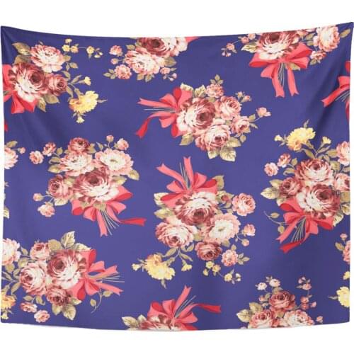 Beautiful Floral Rose Flower Pattern Baroque Beauty Blooms Botanical Tapestry Home Decor Wall Hanging for Living Room Bedroom