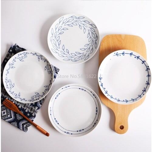 Creative Retro Ceramic Plate Household Dishes Bowls and Dishes Hotel Fruit Plate Dinner Plate Gift Tableware