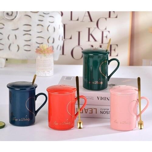 Creative Love Mug Gift Box Set Couple Water Cup Activity Valentines Day Gift Coffee Mug With Lids For Drinking