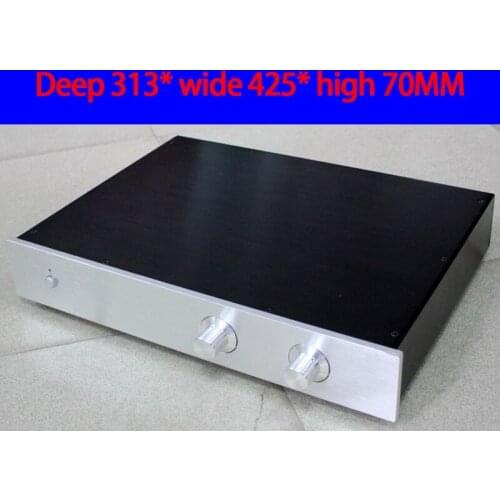 KYYSLB 313*425*70MM CJ010 All Aluminum Preamp Amplifier Chassis Box House DIY Enclosure with Feet Knob Amplifier Case Shell
