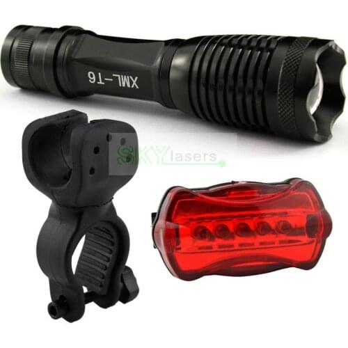 Zoomable Bike Bicycle Light XM-L XML T6 LED Flashlight Torch 5 light modes bike light + mount + tail light