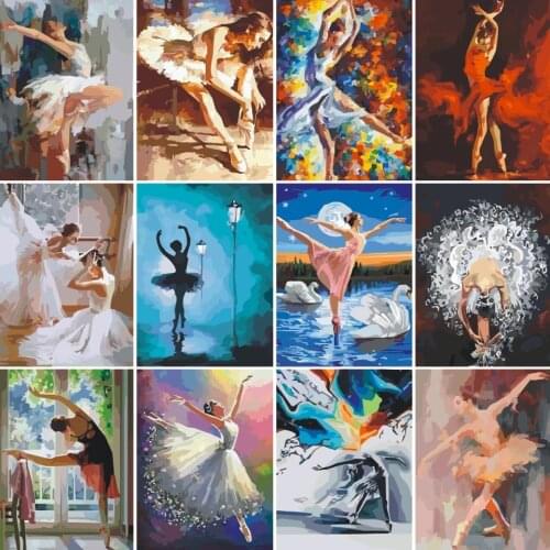 DIY Oil Painting By Numbers Ballet Woman For Adults on Canvas Kit Draw Color Acrylic Paint Home Wall Art Picture Decor Gift