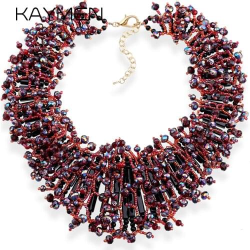 New Arrivals Luxury Crystal Statement Necklace for Women Wedding Party Handmade Beads Bib Fashion Choker Necklace Bijoux 1650